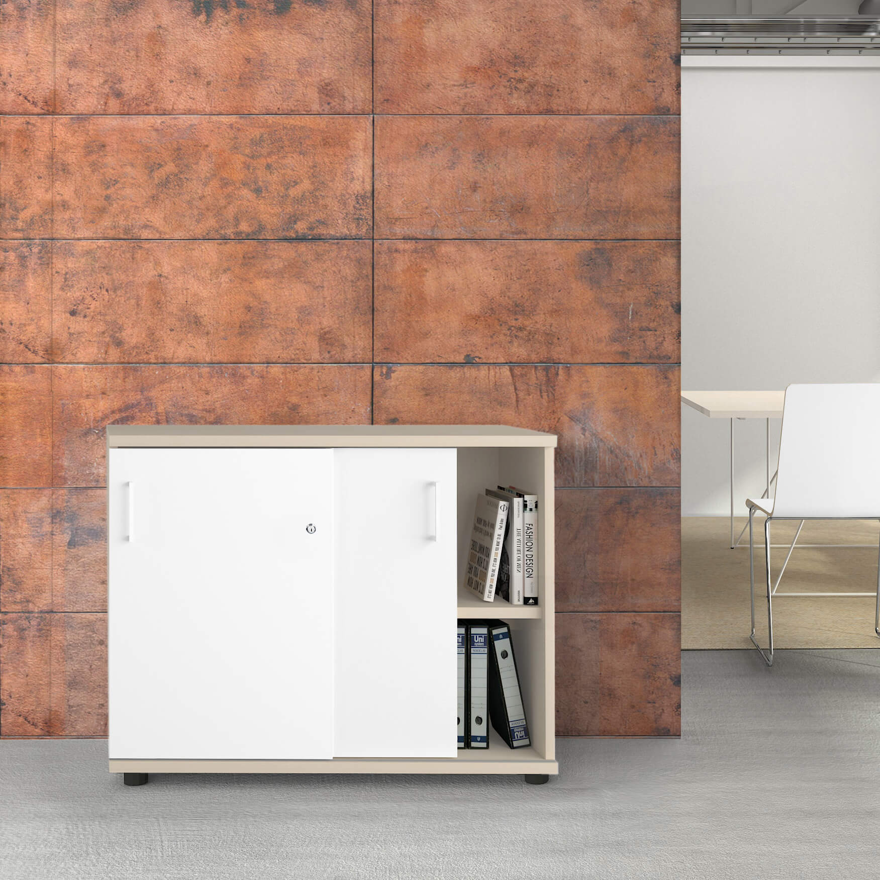 UNI Armoire de porte coulissante | 2 oh, 1000 x 777 mm, érable / blanc - 1 Main Image