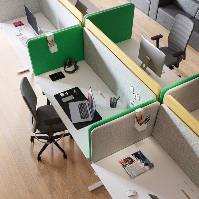 TOP Akustik-Tischtrennwand Bench | 555 mm hoch, Bezugsstoffe LUCIA / VELITO / SYNERGY