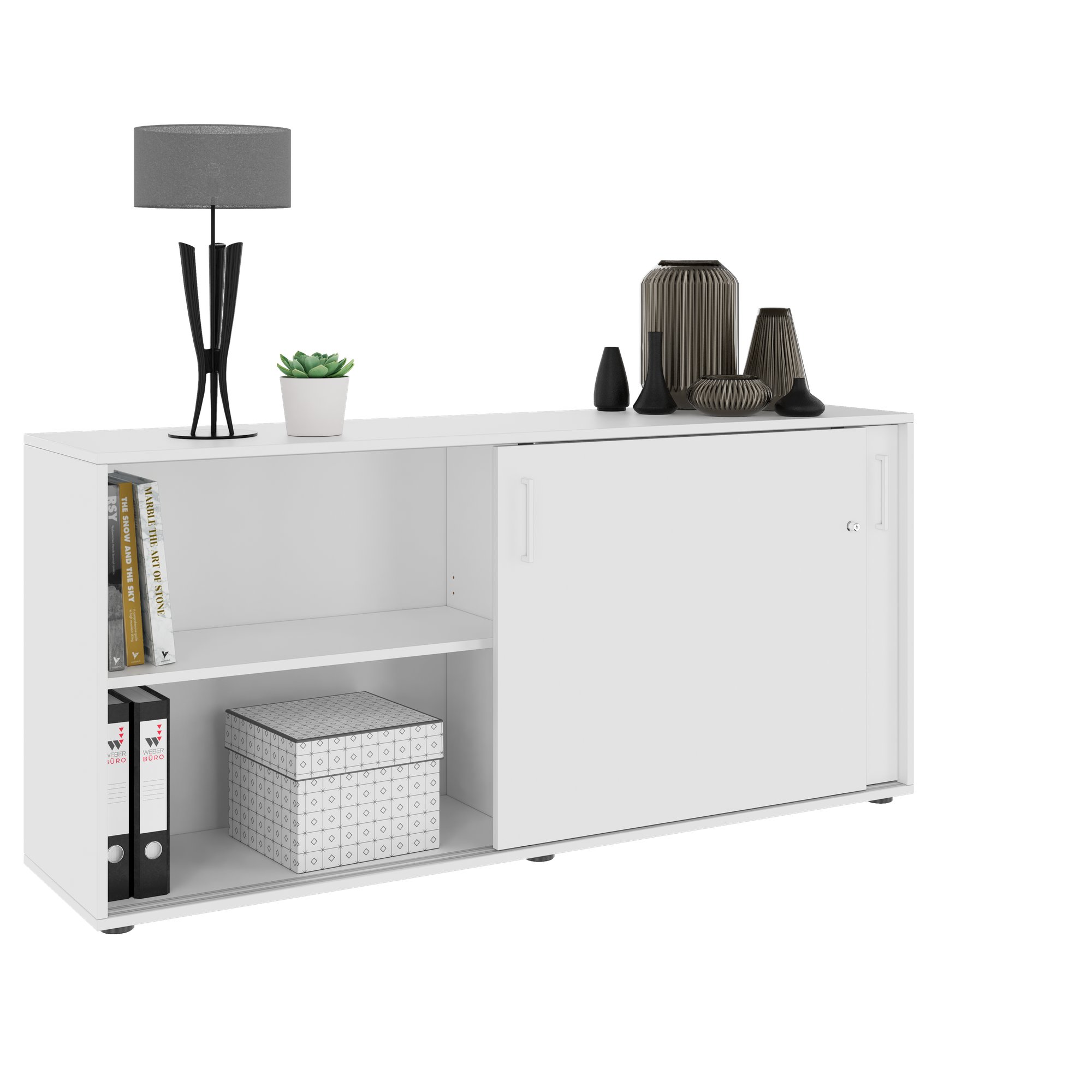 NOVA Cabinet di porta scorrevole | 2 oh, 1640 x 740 mm, bianco - 3 Main Image