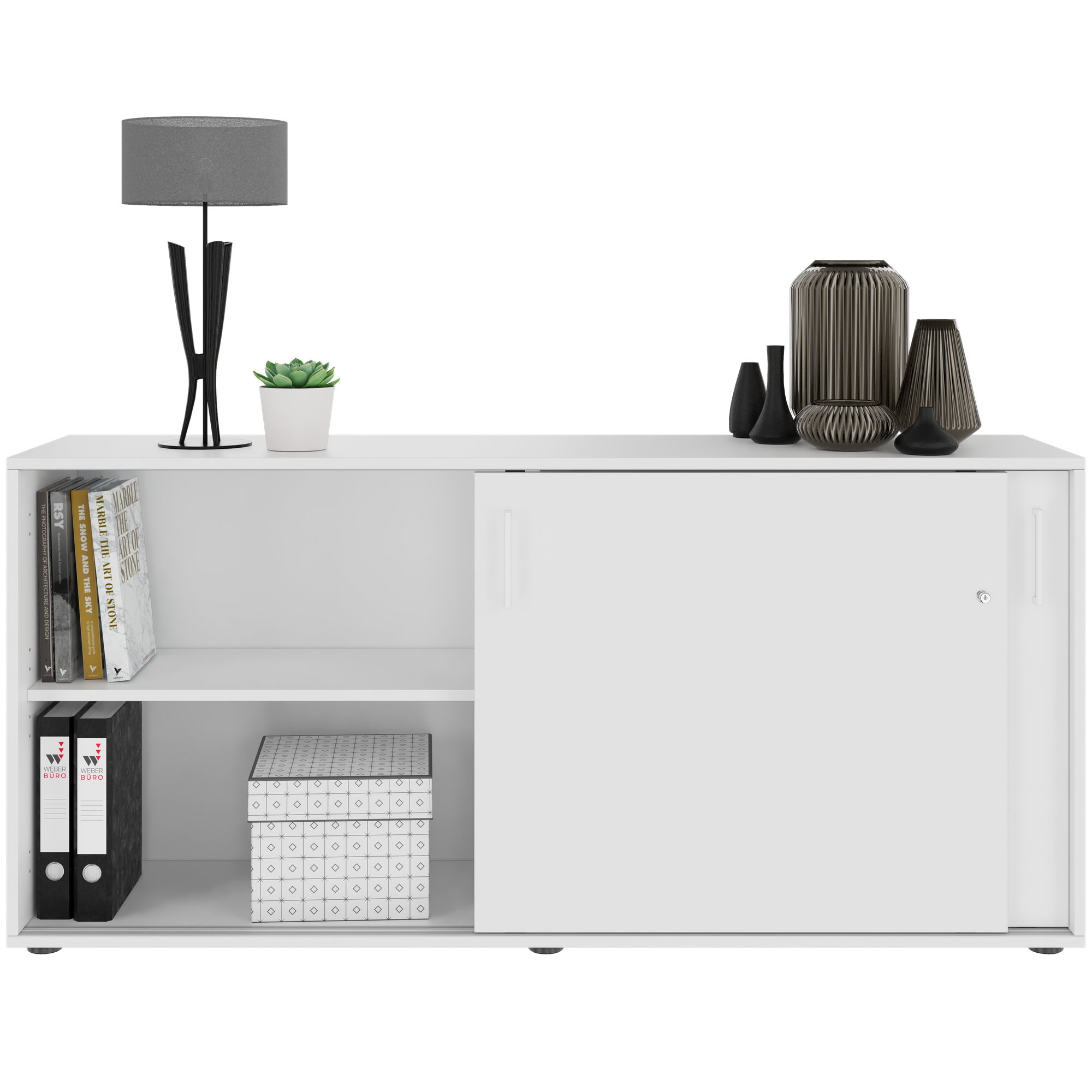 NOVA Cabinet di porta scorrevole | 2 oh, 1640 x 740 mm, bianco - 4 Main Image