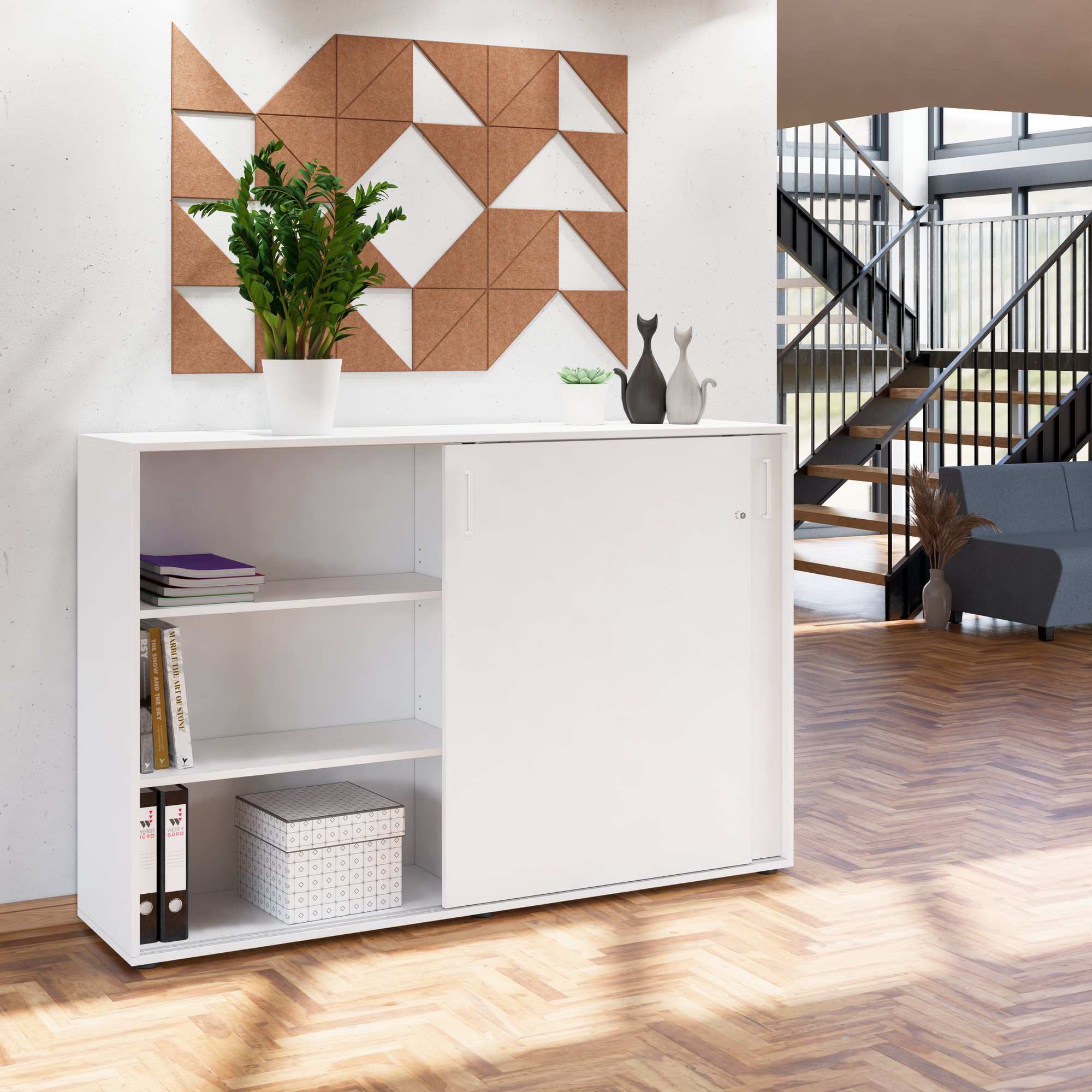 NOVA Armoire de porte coulissante | 3 oh, 1640 x 1085 mm, blanc - 1 Main Image