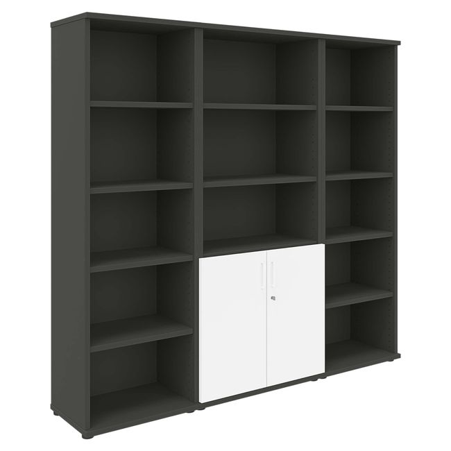 UNI Schrankwand | 5 OH, 2000 x 1897 mm, Anthrazit / Weiß UNI Schrankwand | 5 OH, 2000 x 1897 mm, Anthrazit / Weiß