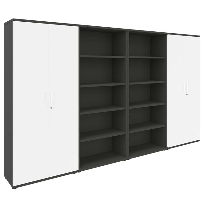 UNI Schrankwand | 5 OH, 3200 x 1897 mm, Anthrazit / Weiß