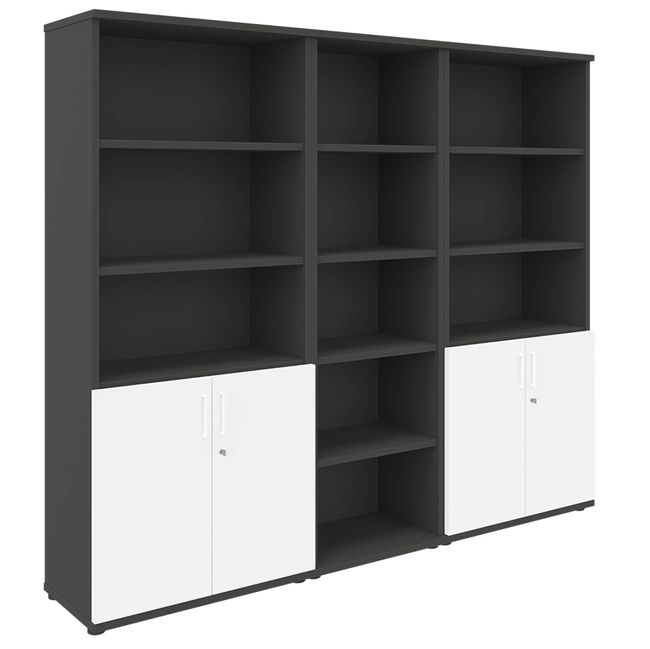 UNI Schrankwand | 5 OH, 2200 x 1897 mm, Anthrazit / Weiß