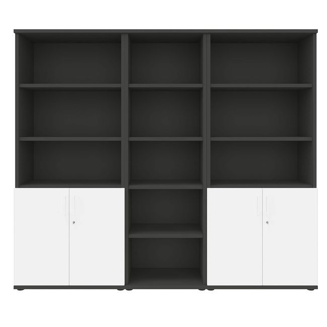 UNI Schrankwand | 5 OH, 2200 x 1897 mm, Anthrazit / Weiß