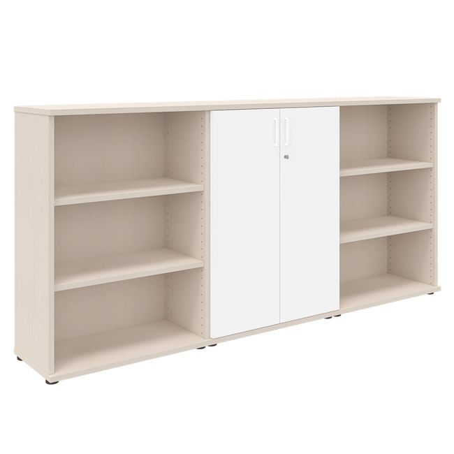 UNI Schrankwand | 3 OH, 2400 x 1143 mm, Ahorn / Weiß UNI Schrankwand | 3 OH, 2400 x 1143 mm, Ahorn / Weiß