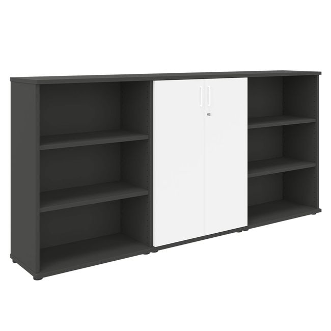 UNI Schrankwand | 3 OH, 2400 x 1143 mm, Anthrazit / Weiß