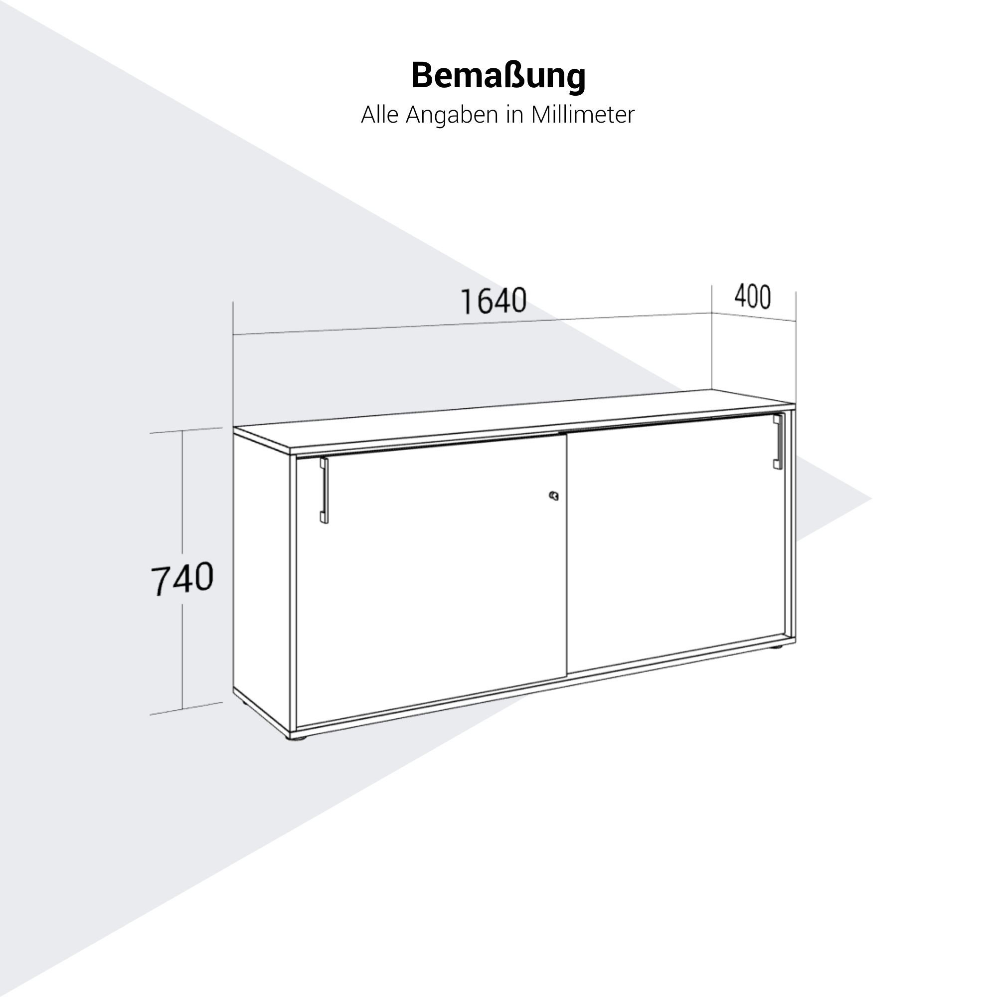 NOVA Cabinet di porta scorrevole | 2 OH, 1640 x 740 mm, antracite / bianco - 18 Main Image