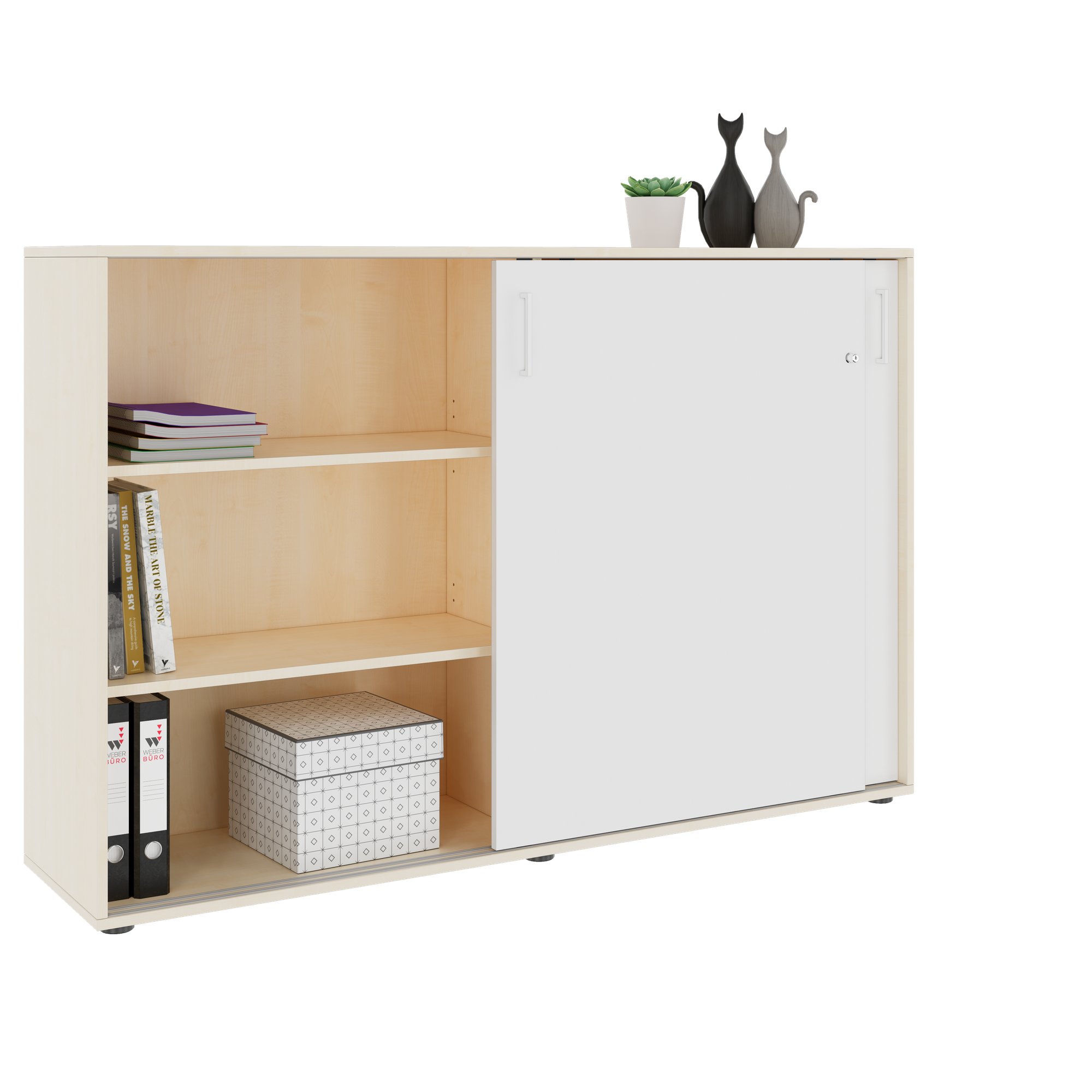 NOVA Armoire de porte coulissante | 3 oh, 1640 x 1085 mm, érable / blanc - 3 Main Image