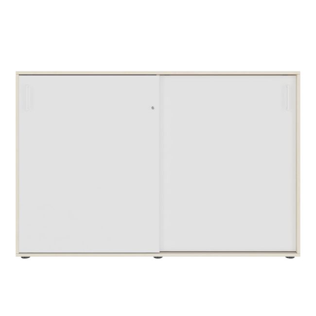 NOVA Schiebetürenschrank | 3 OH, 1640 x 1085 mm, Ahorn / Weiß