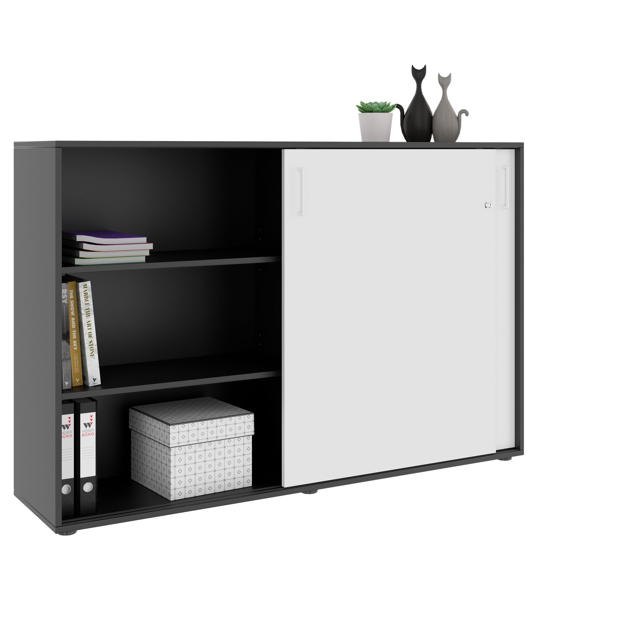 NOVA Armoire de porte coulissante | 3 oh, 1640 x 1085 mm, anthracite / blanc - 3 Main Image