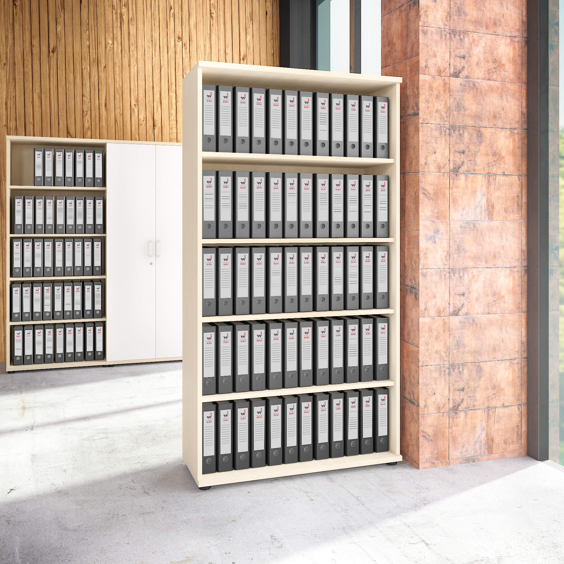 UNI Shelf cabinet | 5 Oh, 1000 x 1897 mm, maple - 1 Main Image