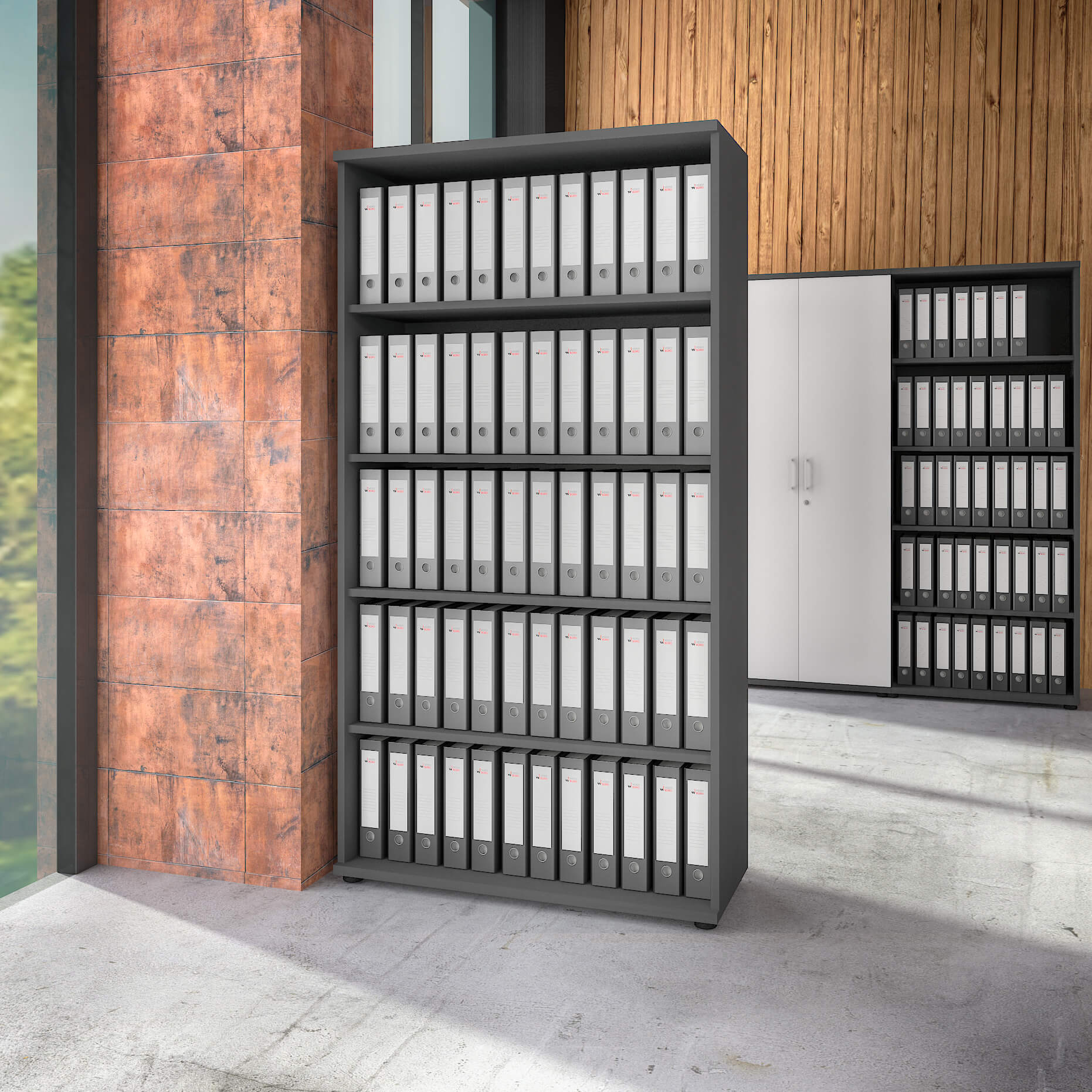 UNI Shelf cabinet | 5 Oh, 1000 x 1897 mm, anthracite - 1 Main Image