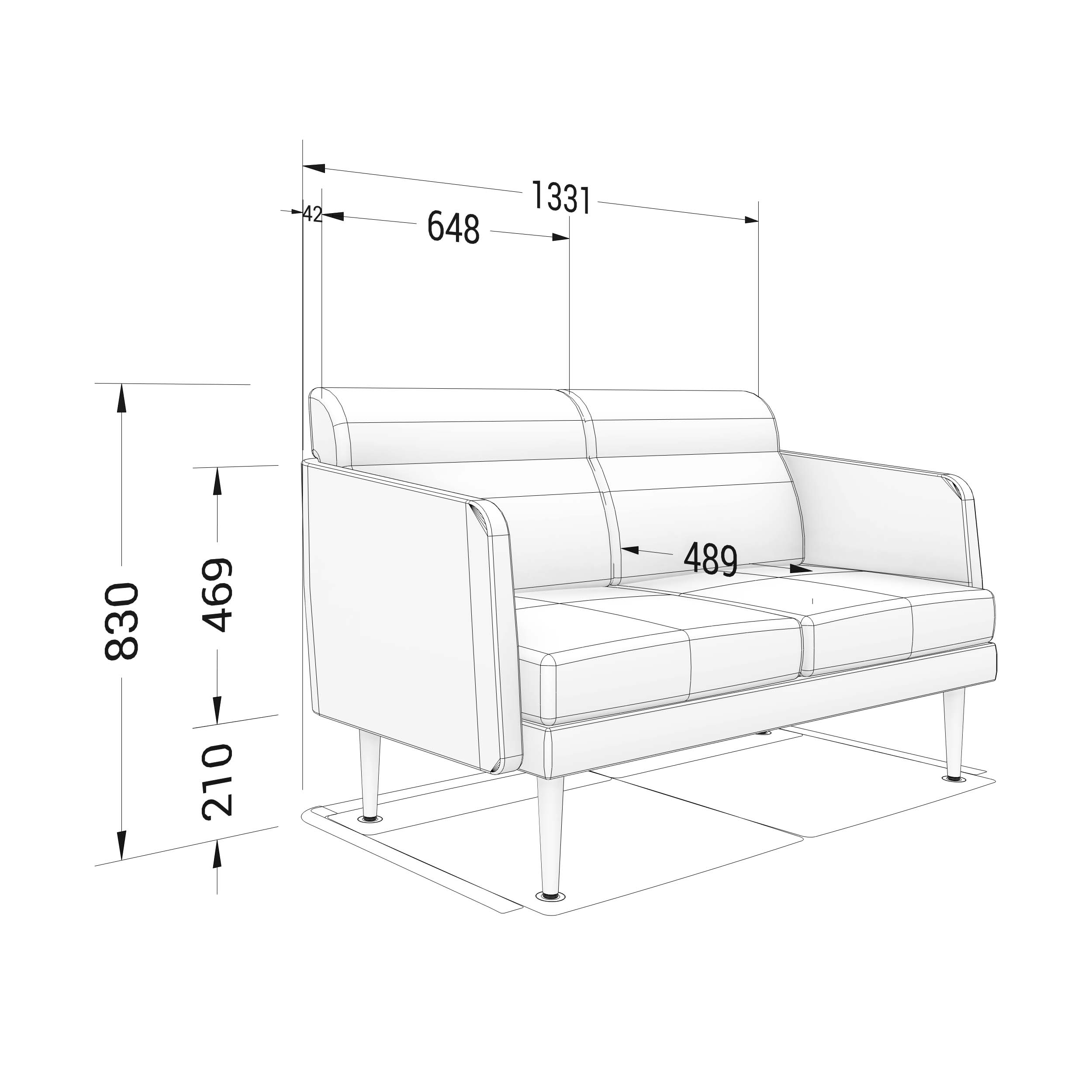 ARCIPELAGO sofa | 2-seater, upholstery fabrics BERTA / SYNERGY - 5 Main Image