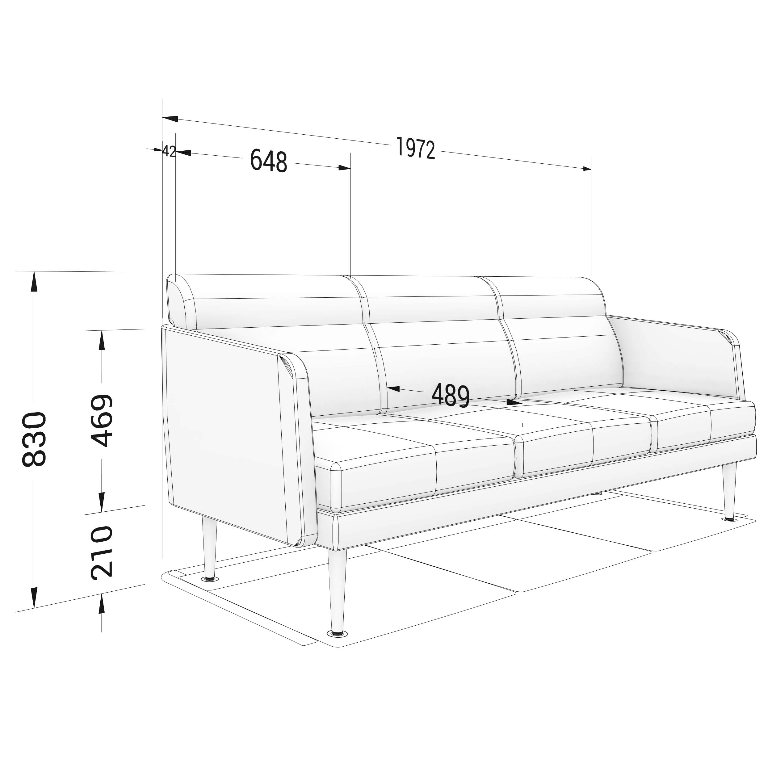 ARCIPELAGO sofa | 3-seater, upholstery fabrics BERTA / SYNERGY - 6 Main Image