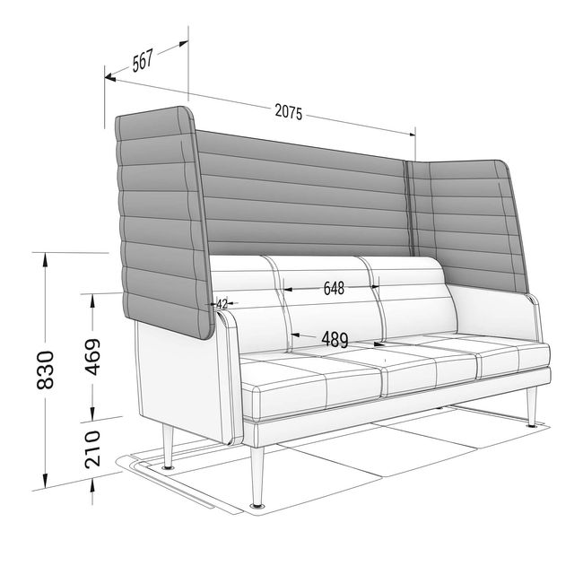 ARCIPELAGO Sofa | 3-Sitzer, hohe Rückenlehne, Bezugsstoffe BERTA / SYNERGY