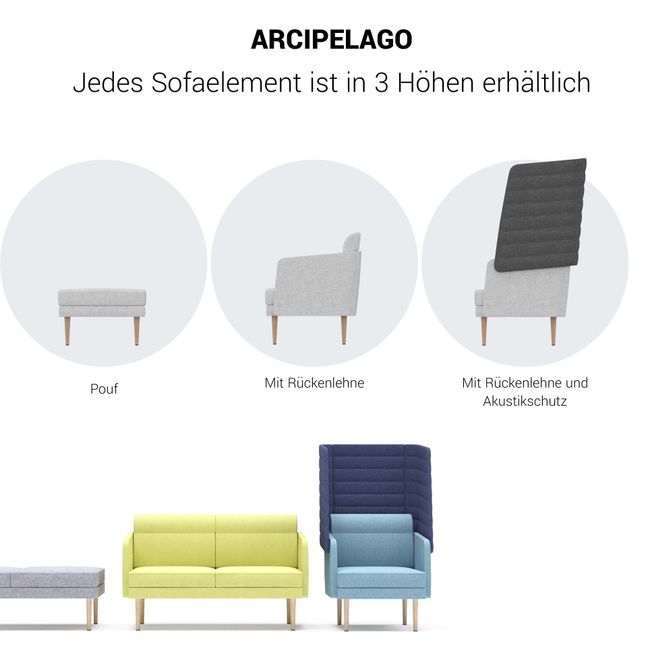ARCIPELAGO Sofa | 10-Sitzer, curved, Bezugsstoffe BERTA / SYNERGY