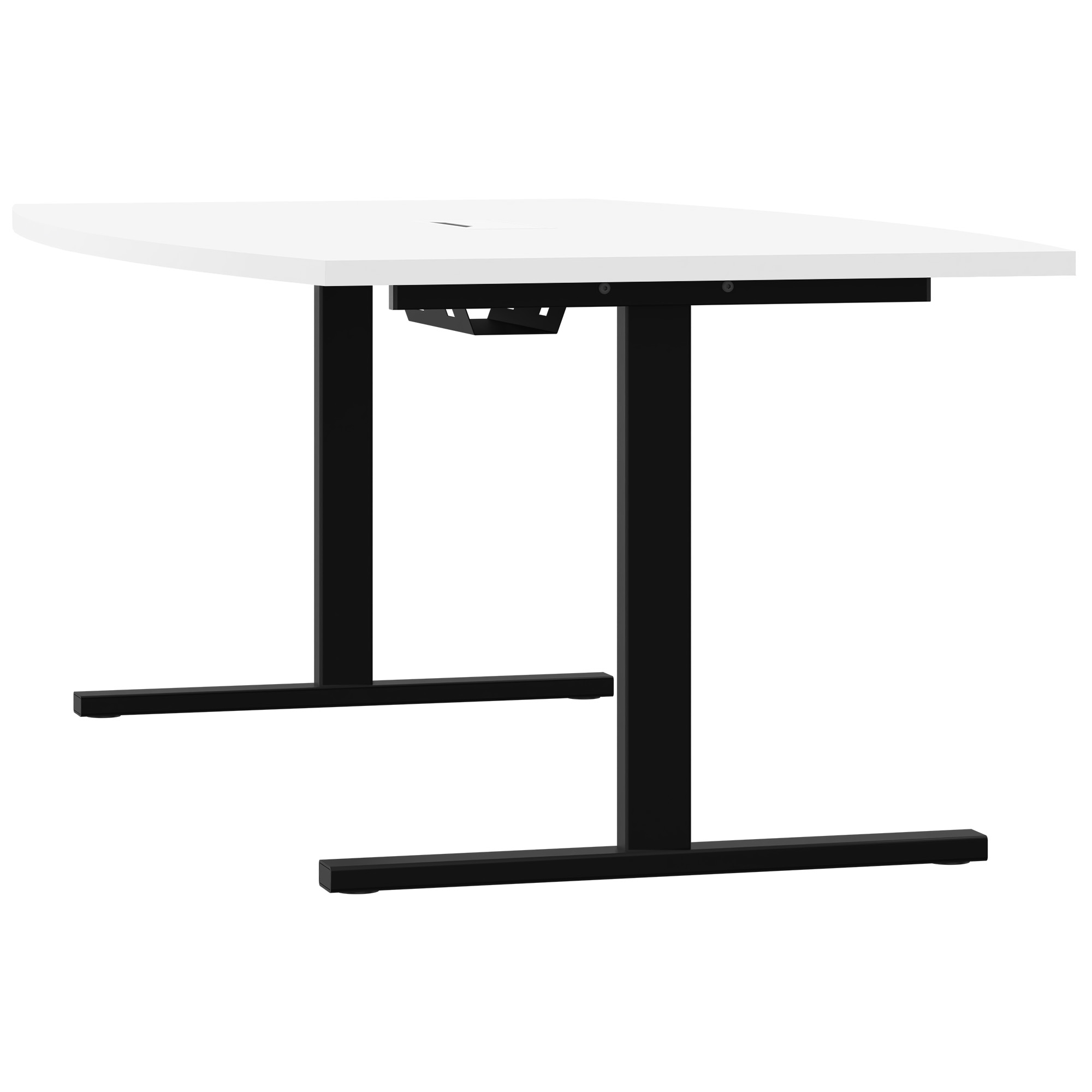 T-EASY Table de conférence | 2400 x 1200 mm (6 à 10 personnes), forme bateau, électrifiée, blanche - 2 Main Image