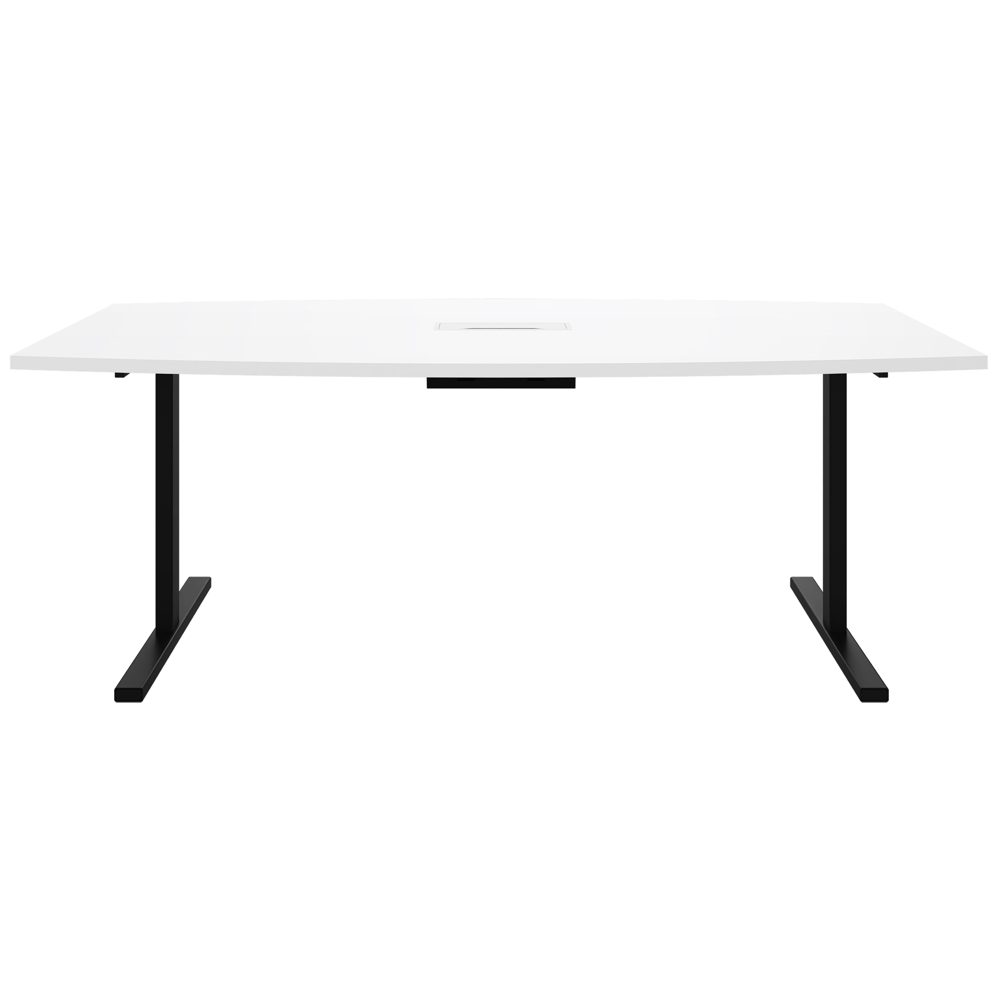 T-EASY Table de conférence | 2400 x 1200 mm (6 à 10 personnes), forme bateau, électrifiée, blanche - 3 Main Image