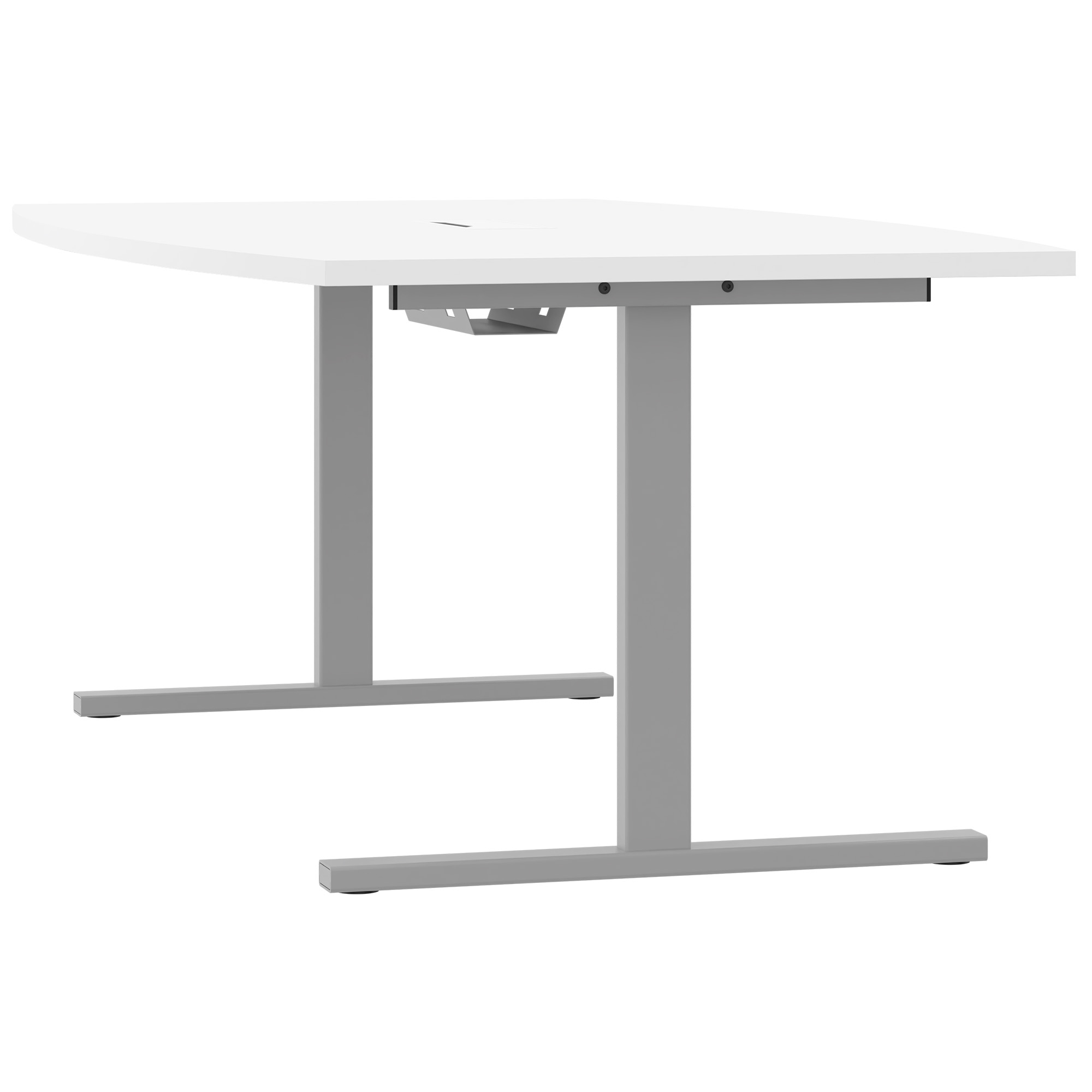 T-EASY Konferenztisch | 2400 x 1200 mm (6 - 10 Personen), Bootsform, elektrifiziert, Weiß - 2 Main Image