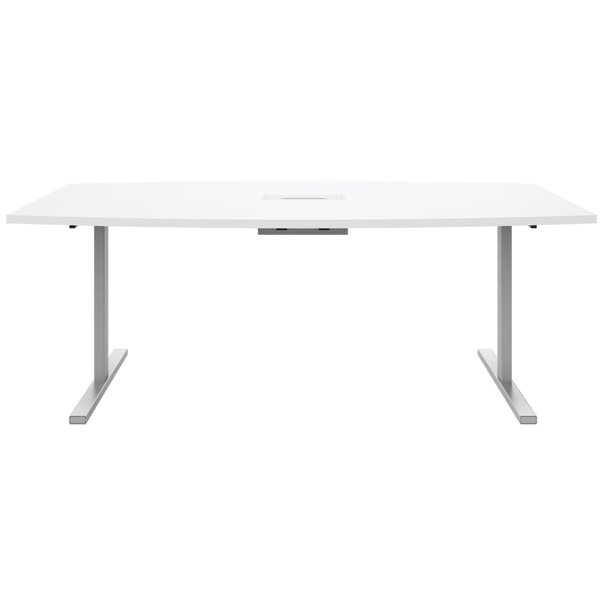 T-EASY Konferenztisch | 2400 x 1200 mm (6 - 10 Personen), Bootsform, elektrifiziert, Weiß - 3 Main Image