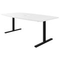 T-EASY Table de conférence | 2400 x 1200 mm (6 à 10 personnes), forme bateau, électrifiée, blanche - 1 Thumbnail Image