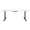 T-EASY Table de conférence | 2400 x 1200 mm (6 à 10 personnes), forme bateau, électrifiée, blanche - 3 Thumbnail Image