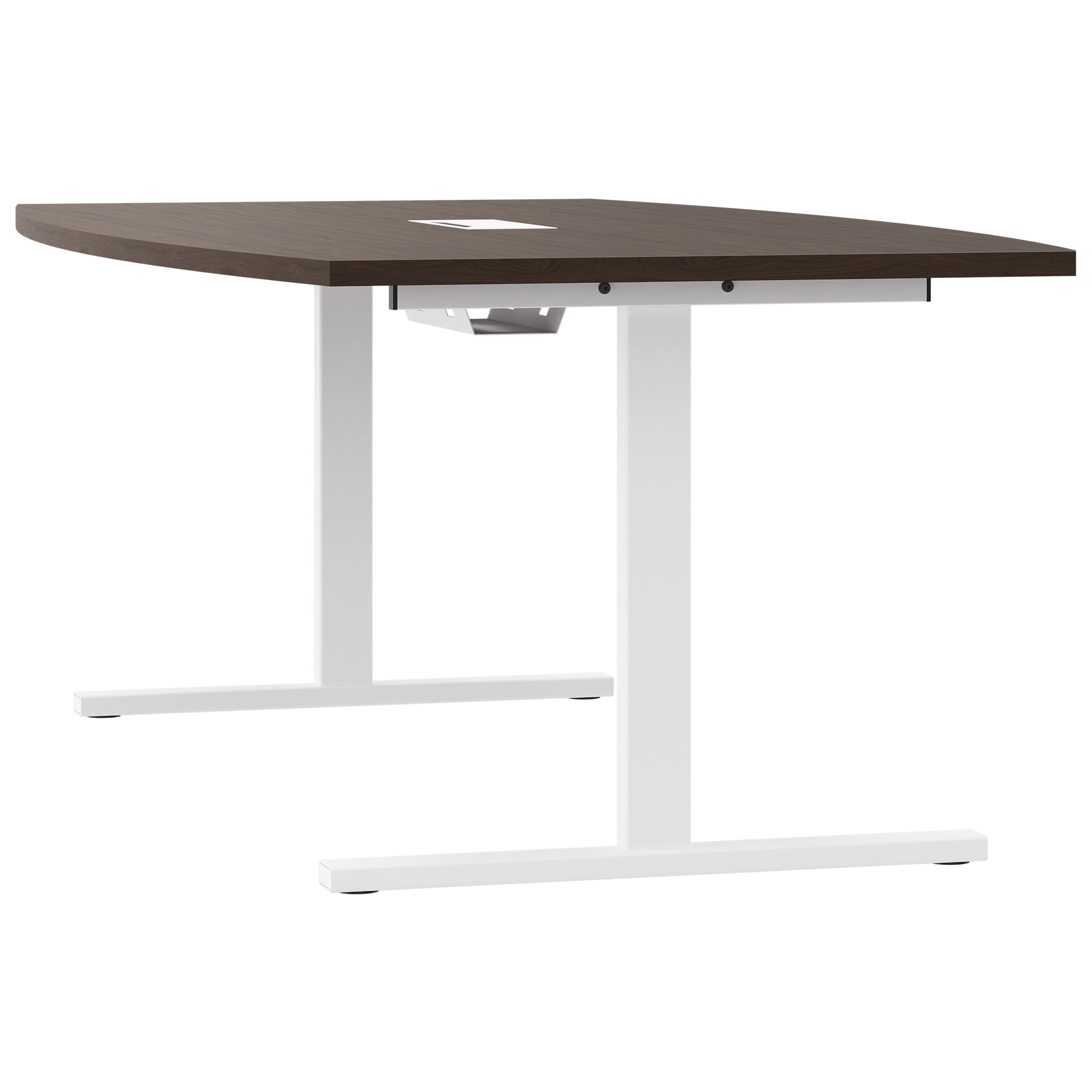 T-EASY Konferenztisch | 2400 x 1200 mm (6 - 10 Personen), Bootsform, elektrifiziert, Nussbaum - 2 Main Image