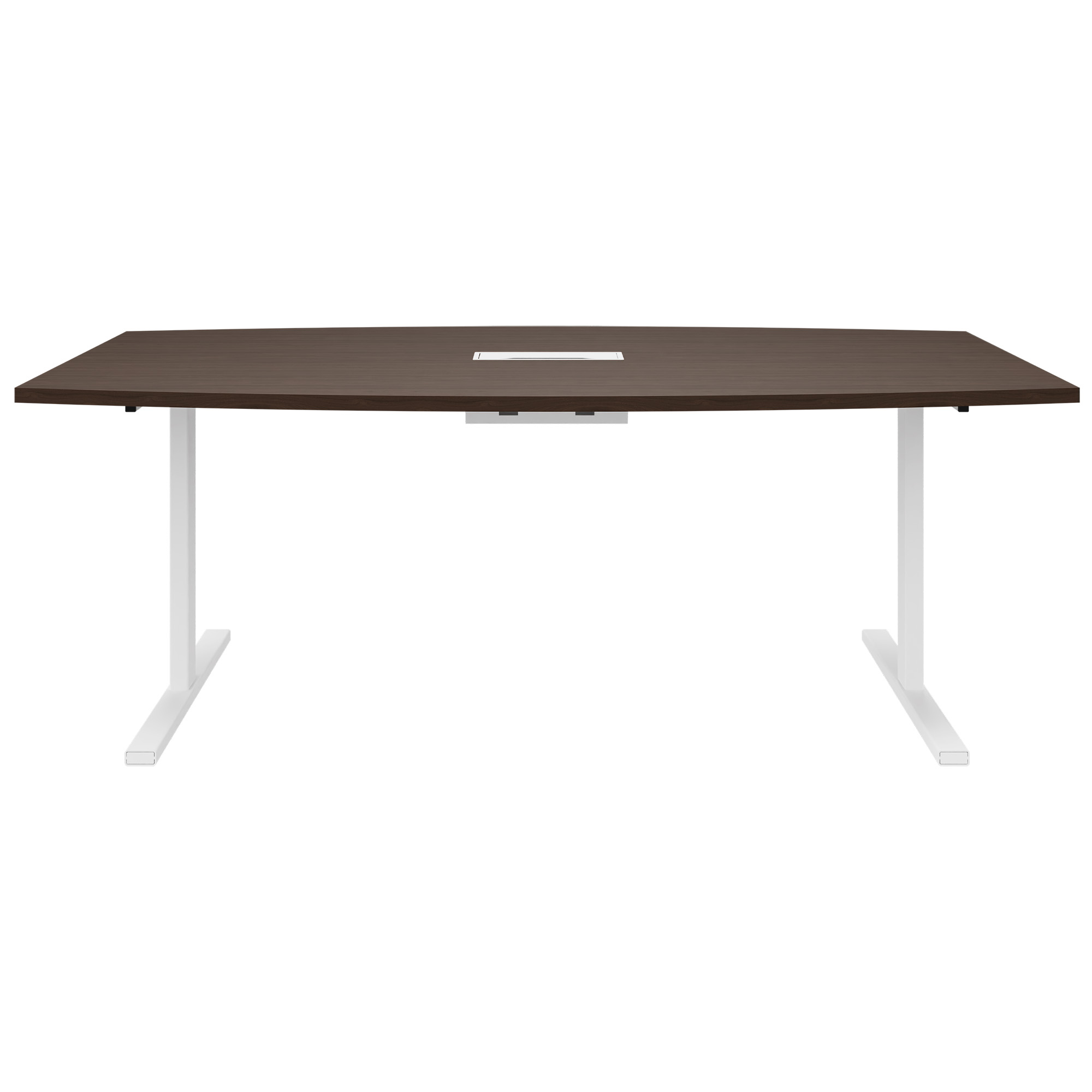 T-EASY Konferenztisch | 2400 x 1200 mm (6 - 10 Personen), Bootsform, elektrifiziert, Nussbaum - 3 Main Image