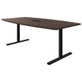 T-EASY Konferenztisch | 2400 x 1200 mm (6 - 10 Personen), Bootsform, elektrifiziert, Nussbaum 