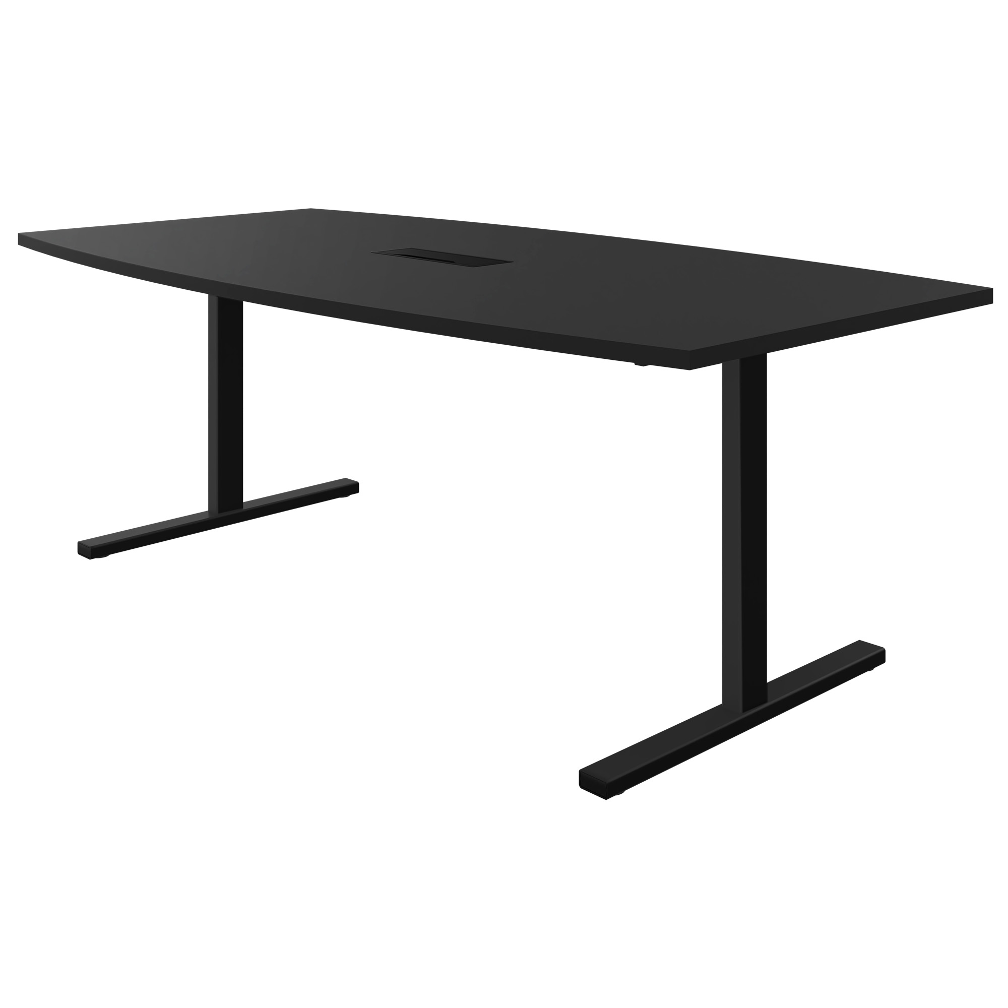T-EASY Tableau de conférence | 2400 x 1200 mm (6 - 10 personnes), forme de bateau, électrifié, anthracite - 1 Main Image