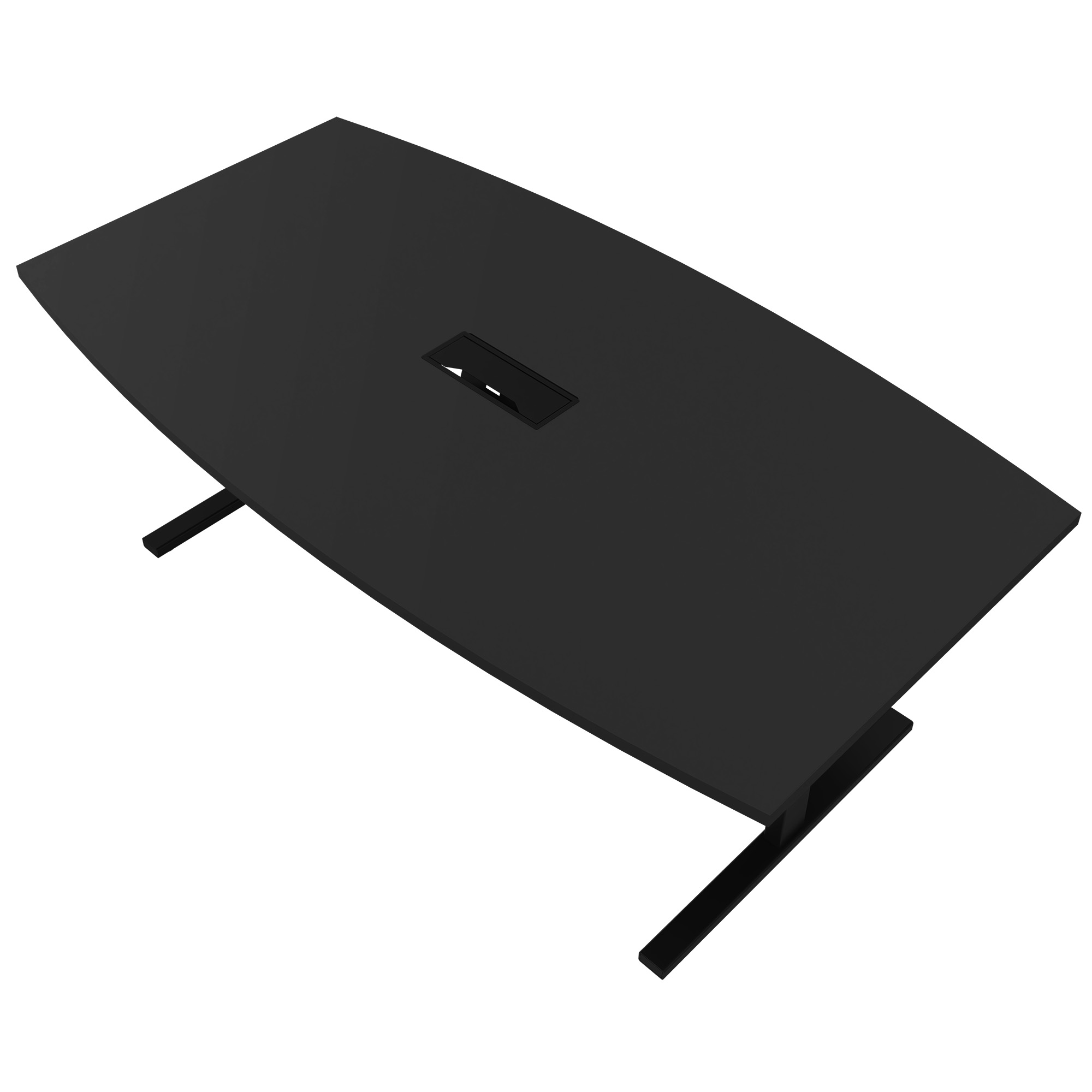 T-EASY Tableau de conférence | 2400 x 1200 mm (6 - 10 personnes), forme de bateau, électrifié, anthracite - 4 Main Image