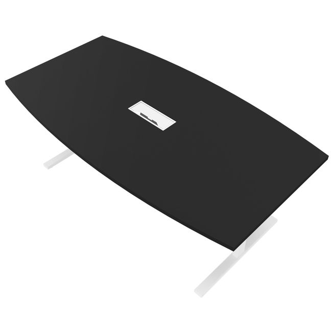 T-EASY Konferenztisch | 2400 x 1200 mm (6 - 10 Personen), Bootsform, elektrifiziert, Anthrazit 