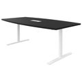 T-EASY Konferenztisch | 2400 x 1200 mm (6 - 10 Personen), Bootsform, elektrifiziert, Anthrazit 