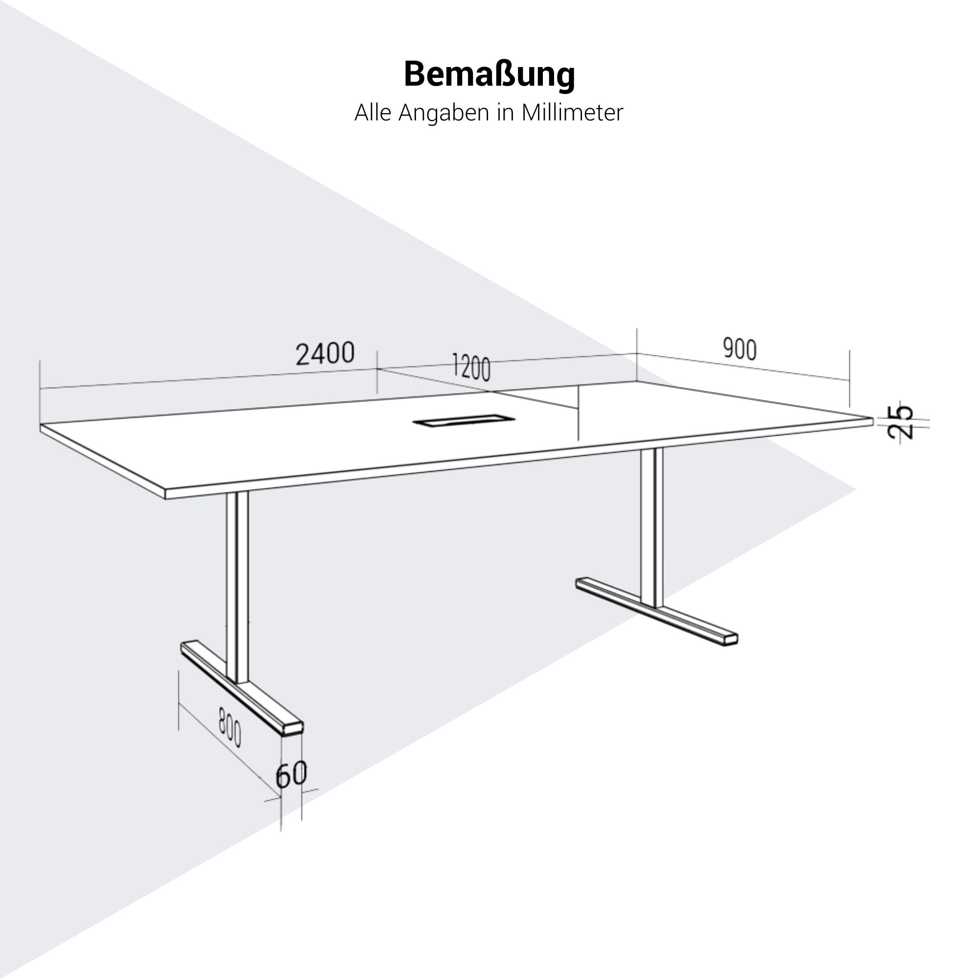 T-EASY Tableau de conférence | 2400 x 1200 mm (10 - 12 personnes), électrifié, blanc - 14 Main Image