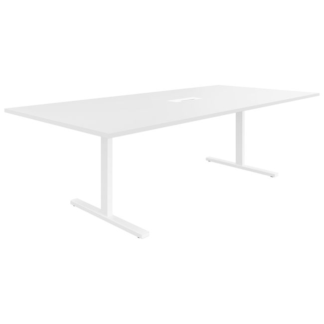 T-EASY Konferenztisch | 2400 x 1200 mm (10 - 12 Personen), elektrifiziert, Weiß