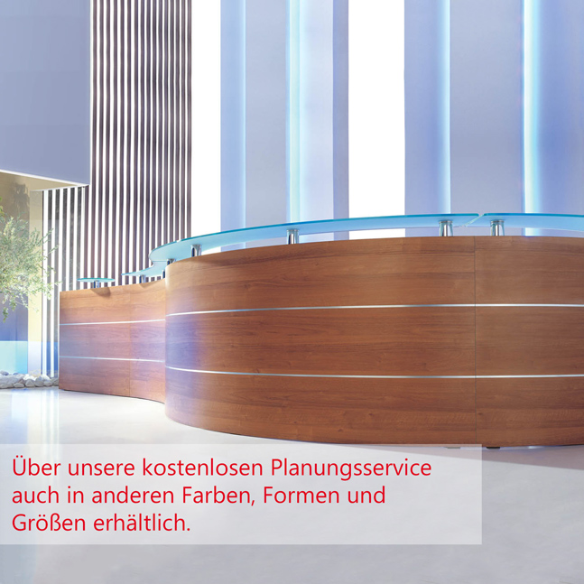 eMel - VALENCIA Empfangstheke | Rund, 2387 x 1168 mm 