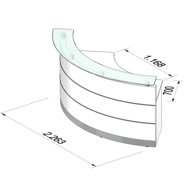 eMel - VALENCIA Empfangstheke | Rund, 2387 x 1168 mm 