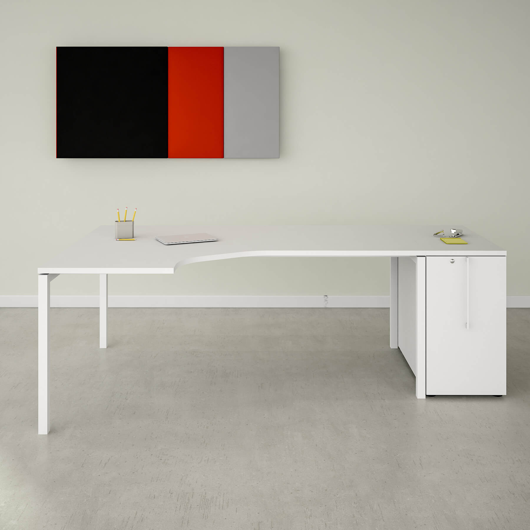 NOVA Angle combination | With pharmacist cabinet, angle left, 2200 x 1200 mm, white - 2 Main Image