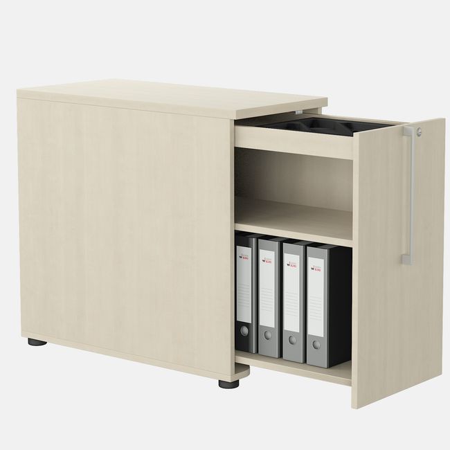 NOVA Winkelkombination | Mit Apothekerschrank, Winkel links, 2200 x 1200 mm, Ahorn