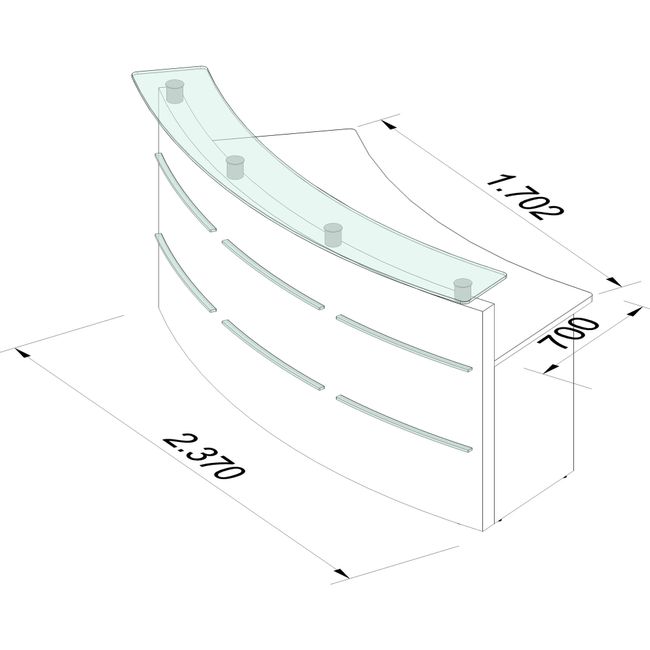 eMel - CADIZ Empfangstheke | Rund, LED-Beleuchtung, 2370 x 1702 mm  eMel - CADIZ Empfangstheke | Rund, LED-Beleuchtung, 2370 x 1702 mm