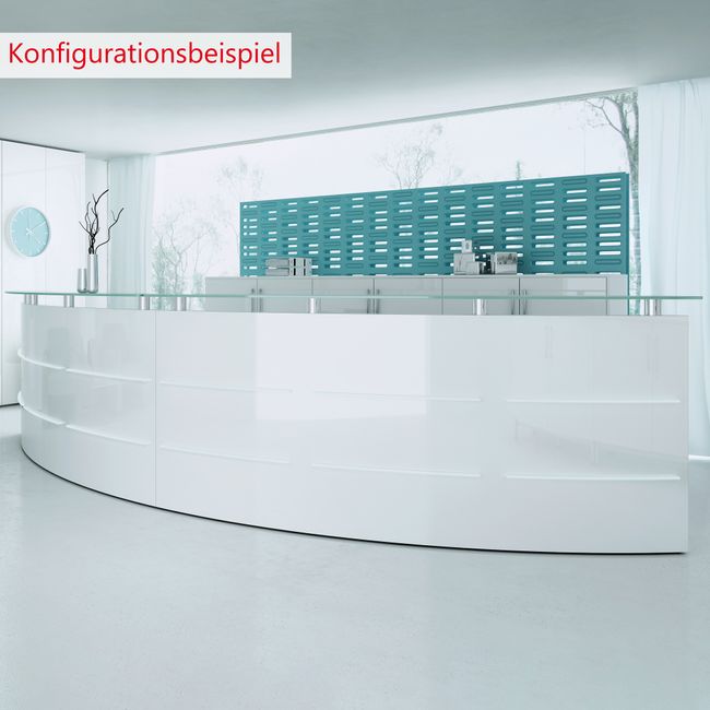 eMel - CADIZ Empfangstheke | Rund, LED-Beleuchtung, 2370 x 1702 mm  eMel - CADIZ Empfangstheke | Rund, LED-Beleuchtung, 2370 x 1702 mm