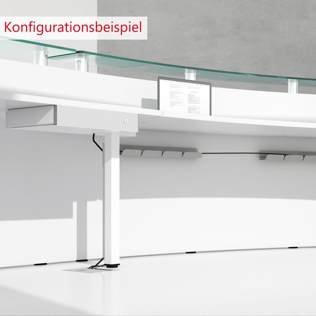 eMel - CADIZ Empfangstheke | Rund, LED-Beleuchtung, 2370 x 1702 mm  eMel - CADIZ Empfangstheke | Rund, LED-Beleuchtung, 2370 x 1702 mm