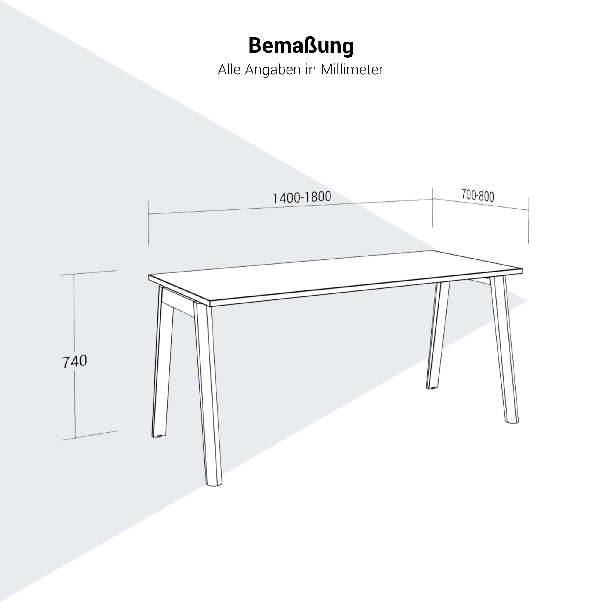 NOVA WOOD Schreibtisch | 1400 - 1800 mm, Massivholz-Gestell, HPL/HPL FENIX - 11 Main Image