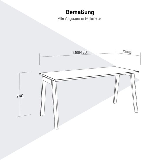 NOVA WOOD Schreibtisch | 1400 - 1800 mm, Massivholz-Gestell, HPL/HPL FENIX