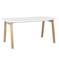 NOVA WOOD Schreibtisch | Massivholz-Gestell, 1600 x 800 mm, HPL Weiß