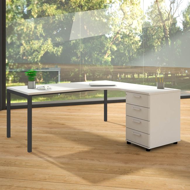NOVA Combinazione angolare | Con contenitore stand, angolo a destra, 1800 x 1630 mm, bianco - 1 Main Image