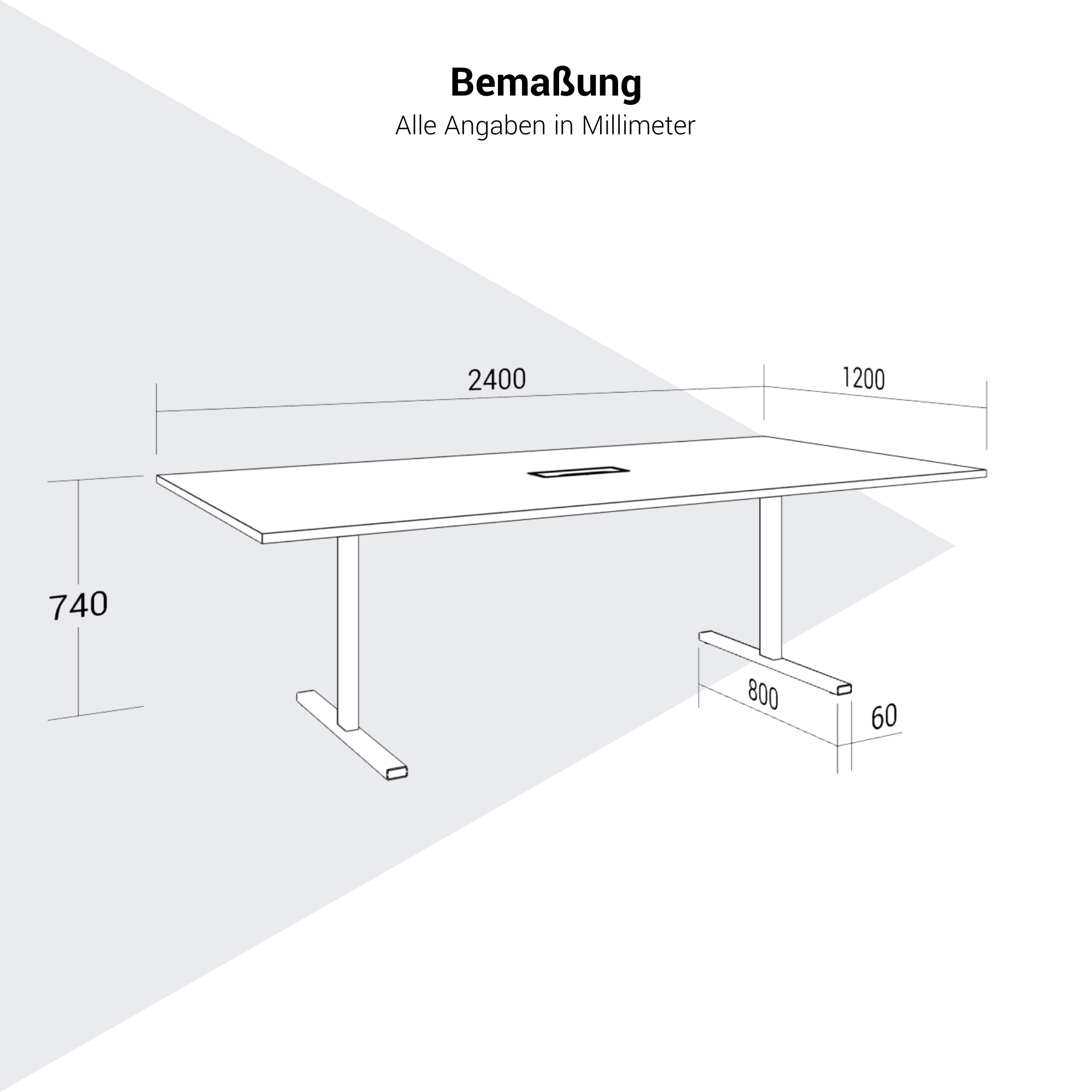 T-EASY Tableau de conférence | 2400 x 1200 mm (10 - 12 personnes), électrifié, érable - 12 Main Image