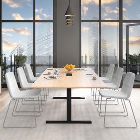 T-EASY Konferenztisch | 2400 x 1200 mm (10 - 12 Personen), elektrifiziert, Bernsteineiche