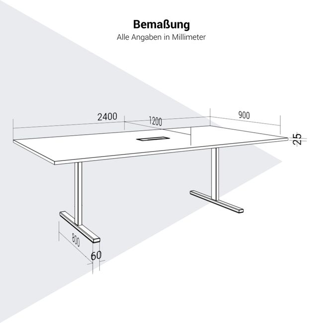 T-EASY Konferenztisch | 2400 x 1200 mm (10 - 12 Personen), elektrifiziert, Perlgrau T-EASY Konferenztisch | 2400 x 1200 mm (10 - 12 Personen), elektrifiziert, Perlgrau